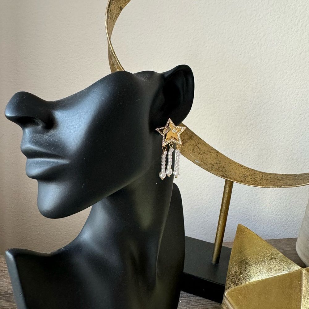Vintage star earrings A1096 - Picture 5 of 5
